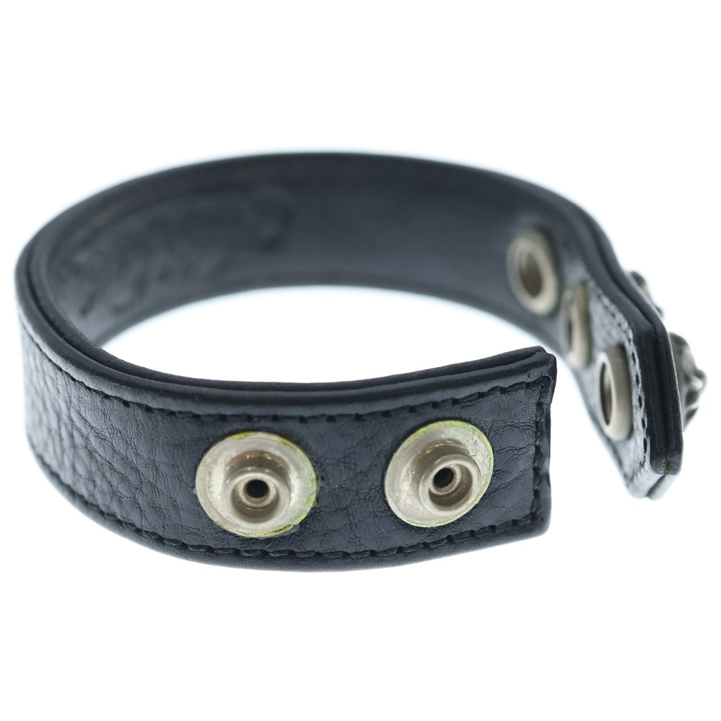CHROME HEARTS(クロムハーツ) 3BTN 2SNP クロスボール 3ボタン2スナップ レザーブレスレット ブラック/シルバー BCA123