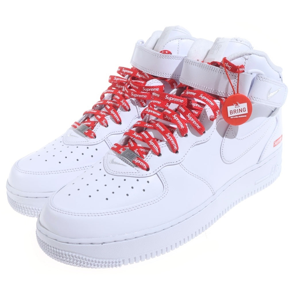 SUPREME(シュプリーム) ×NIKE AIR FORCE 1 MID BLACK FZ8784-100 ナイキ エアフォースワン ミッドカットスニーカー ホワイト US10.5/28.5cm