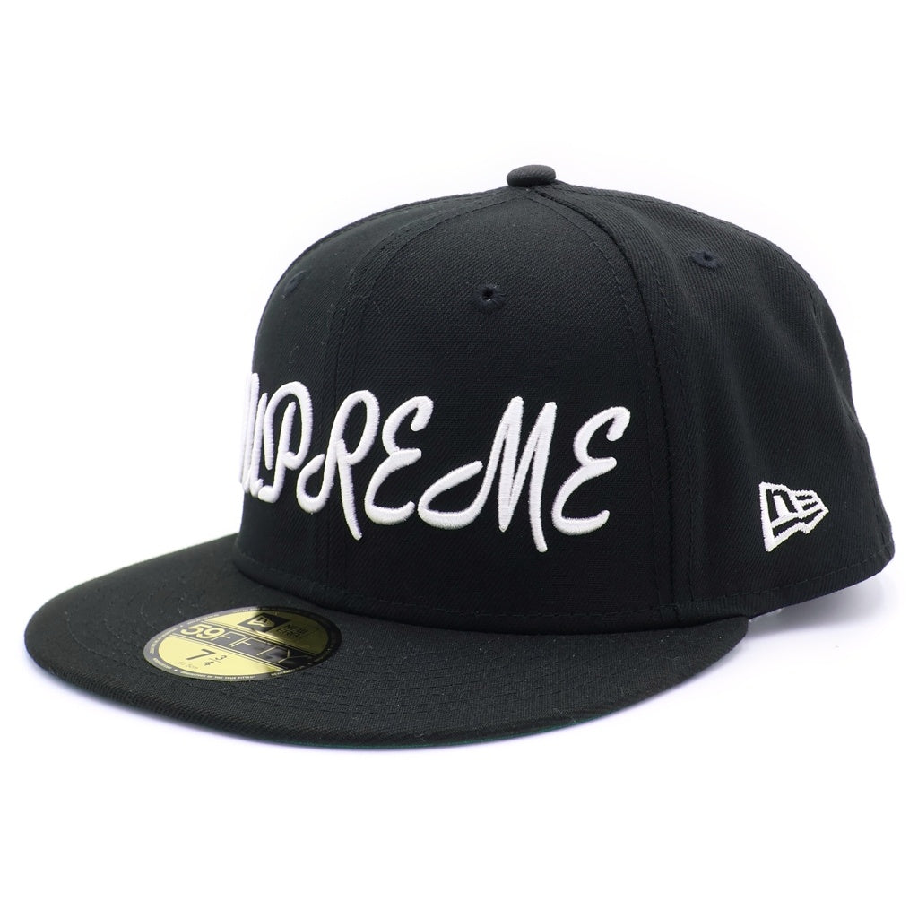SUPREME(シュプリーム) 18AW ×NEW ERA Classic Script Cap ニューエラ クラシックスクリプト刺繍ロゴ ベースボールキャップ 帽子 ブラック