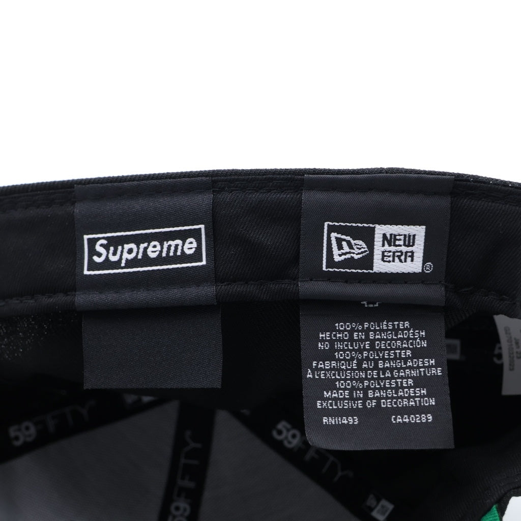 SUPREME(シュプリーム) 18AW ×NEW ERA Classic Script Cap ニューエラ クラシックスクリプト刺繍ロゴ ベースボールキャップ 帽子 ブラック