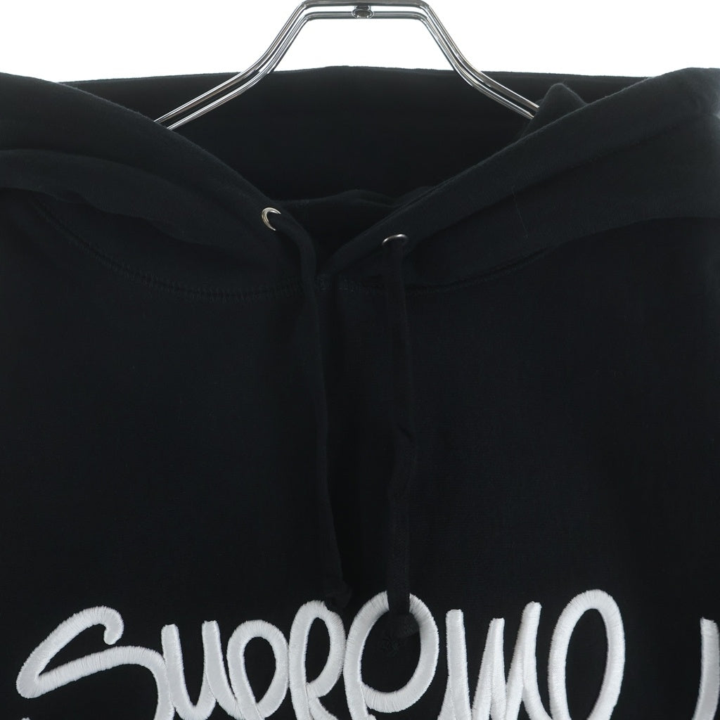 SUPREME(シュプリーム) 22SS Raised Handstyle Hooded Sweatshirt レイズドハンドスタイル刺繍ロゴ スウェットプルオーバーパーカー ブラック
