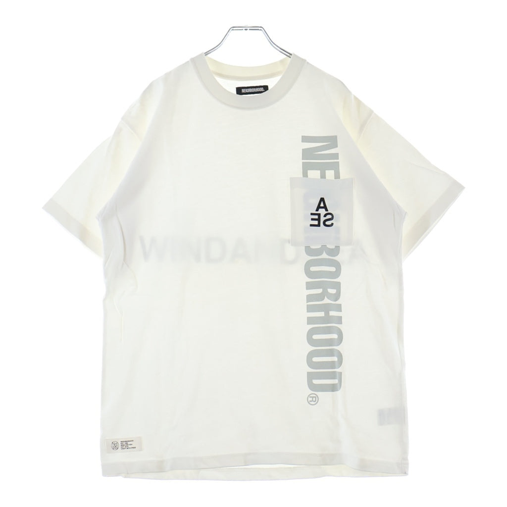 WIND AND SEA(ウィンダンシー) 22SS xNEIGHBORHOO ネイバーフッド プリントロゴ ポケット半袖Tシャツ カットソー ホワイト 221FRWSN-STMO04S