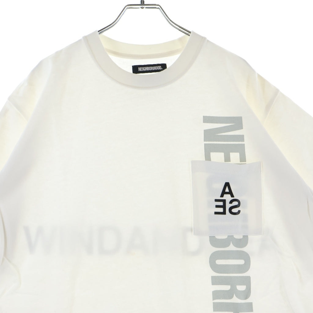 WIND AND SEA(ウィンダンシー) 22SS xNEIGHBORHOO ネイバーフッド プリントロゴ ポケット半袖Tシャツ カットソー ホワイト 221FRWSN-STMO04S