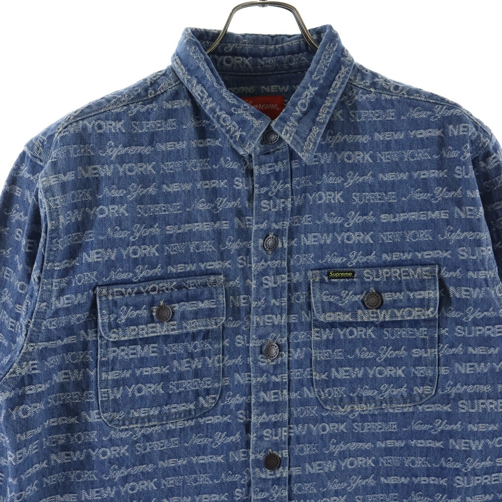 SUPREME(シュプリーム) 22AW Multi Type Jacquard Denim Shirt マルチタイプジャガードロゴ デニム長袖シャツ インディゴ