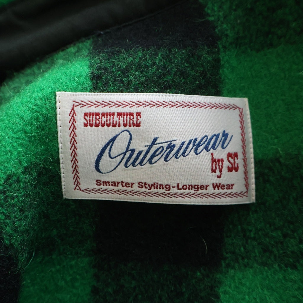 SUBCULTURE(サブカルチャー) 24AW BUFFALO CHECK JACKET バッファロー ウールチェックジャケット ブラック/グリーン SCJK-A2404