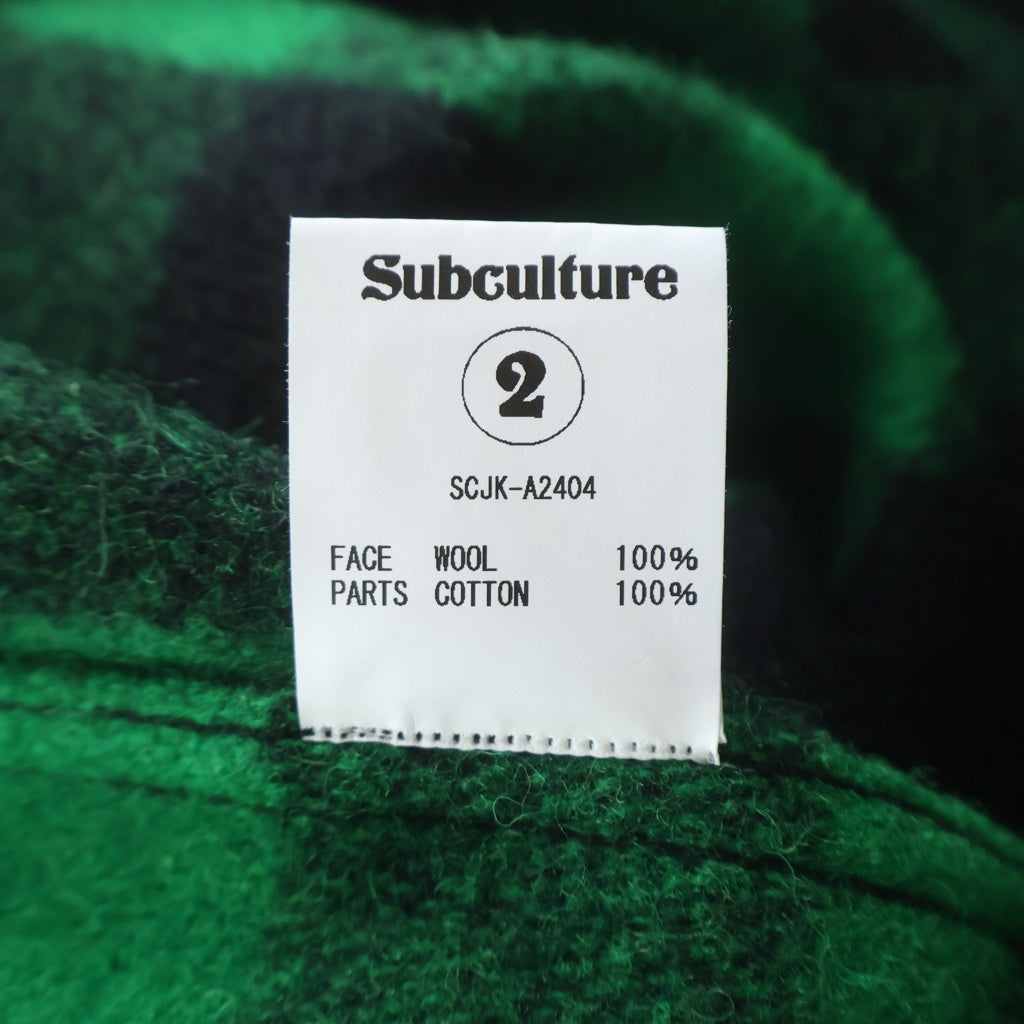 SUBCULTURE(サブカルチャー) 24AW BUFFALO CHECK JACKET バッファロー ウールチェックジャケット ブラック/グリーン SCJK-A2404