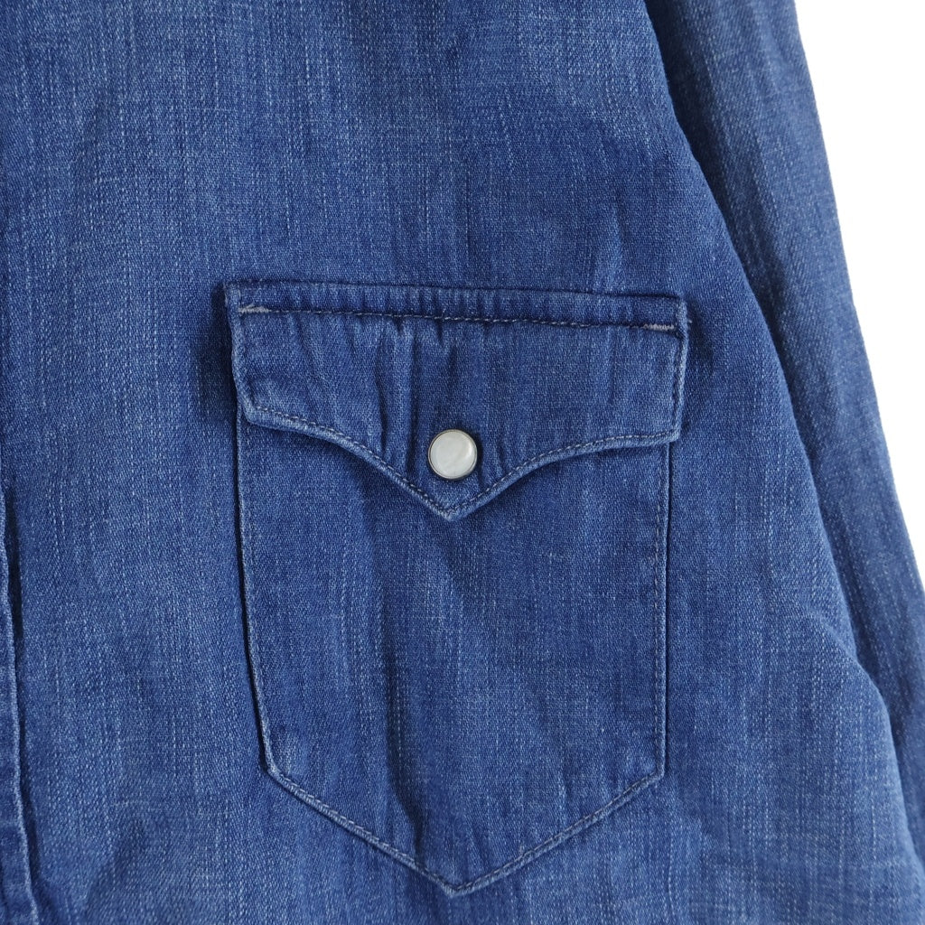 RALPH LAUREN PURPLE LABEL(ラルフローレン パープルレーベル) コットンリネン デニムウエスタン 長袖シャツ インディゴ