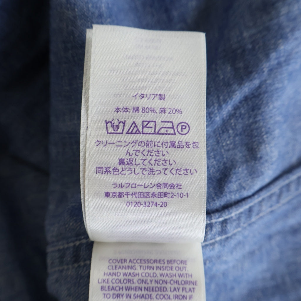 RALPH LAUREN PURPLE LABEL(ラルフローレン パープルレーベル) コットンリネン デニムウエスタン 長袖シャツ インディゴ