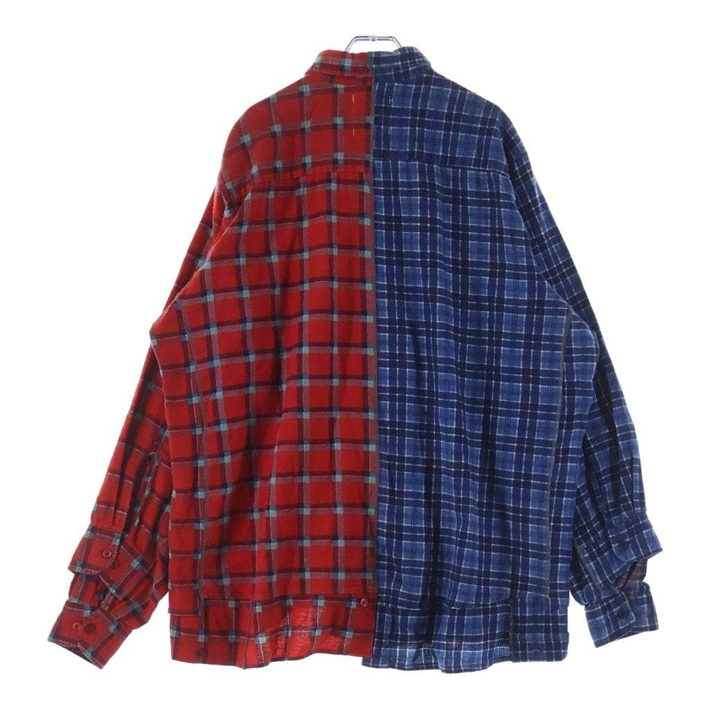 TAKAHIROMIYASHITA The SoloIst.(タカヒロミヤシタザソロイスト) 22SS Two Tone Shirt ツートーン切替 フランネル長袖シャツ レッド/ブルー sw.0208