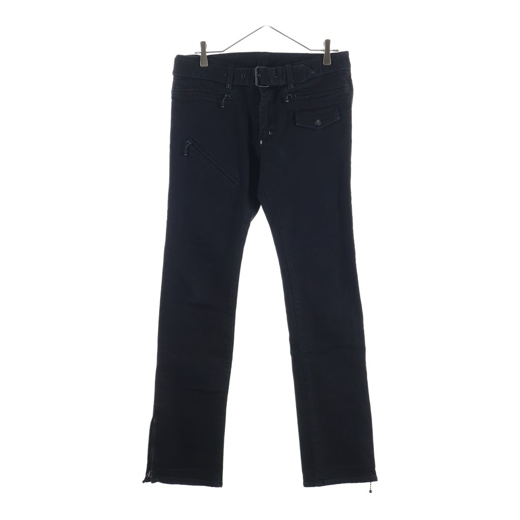 NUMBER (N)INE(ナンバーナイン) 05SS NIGHT CRAWLER ナイトクローラー期 ウエスト ベルデッド/裾ジップ ストレッチ スキニーデニムパンツ ジーンズ ブラック