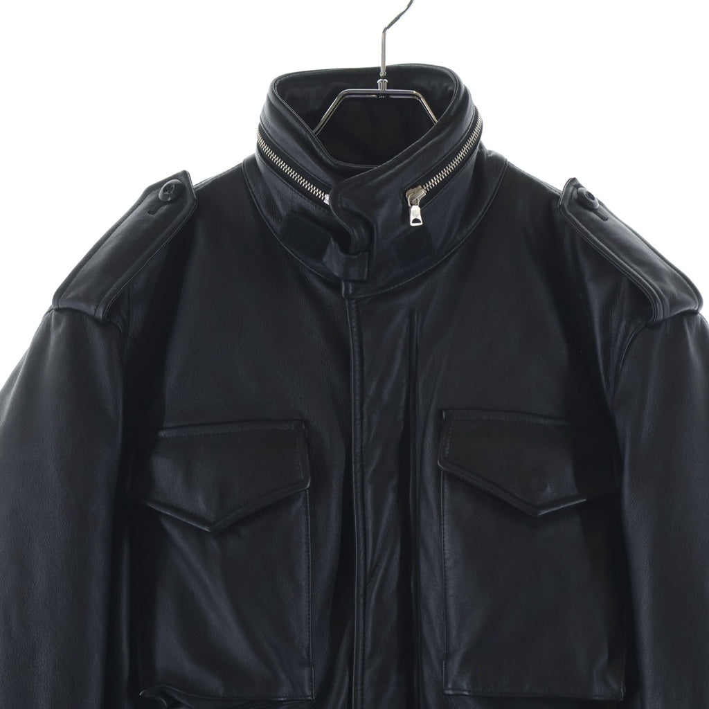 A BATHING APE(アベイシングエイプ) M65 中綿入り カウレザー ミリタリーフライトジャケット ブラック