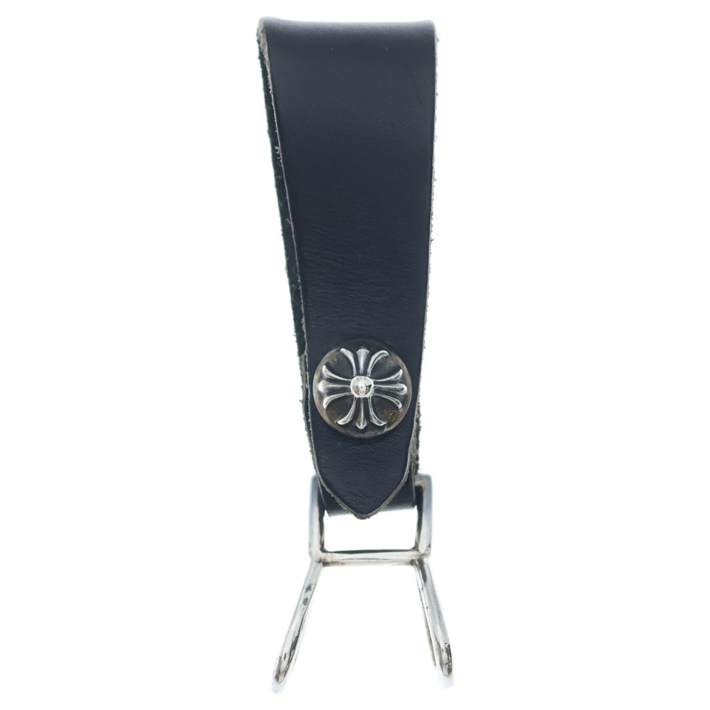 CHROME HEARTS(クロムハーツ) BELT LOOP クロスボールボタンレザーベルトループ シルバー/ブラック BCA397