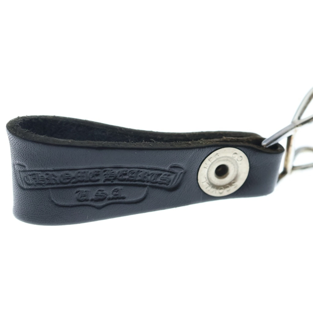 CHROME HEARTS(クロムハーツ) BELT LOOP クロスボールボタンレザーベルトループ シルバー/ブラック BCA397