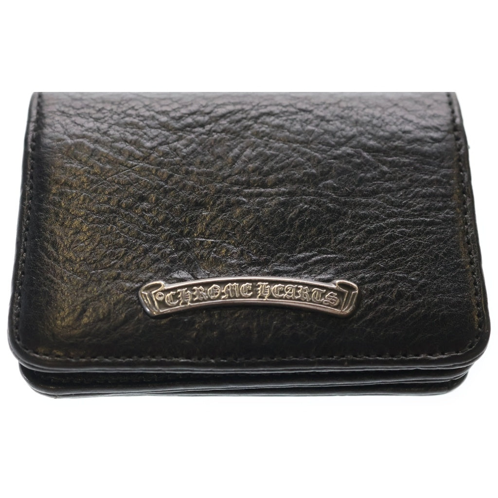 CHROME HEARTS(クロムハーツ) CRD CSE3PKTWDV1 アーチロゴプレート3ポケットレザーカードケース ブラック/シルバー