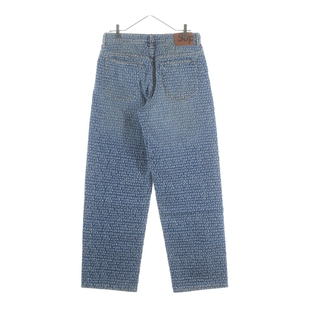 SUPREME(シュプリーム) 25SS Fuck Stitch Loose Fit Jean ファックステッチロゴ 総柄ルーズフィットジーンズ デニムパンツ ライトインディゴ