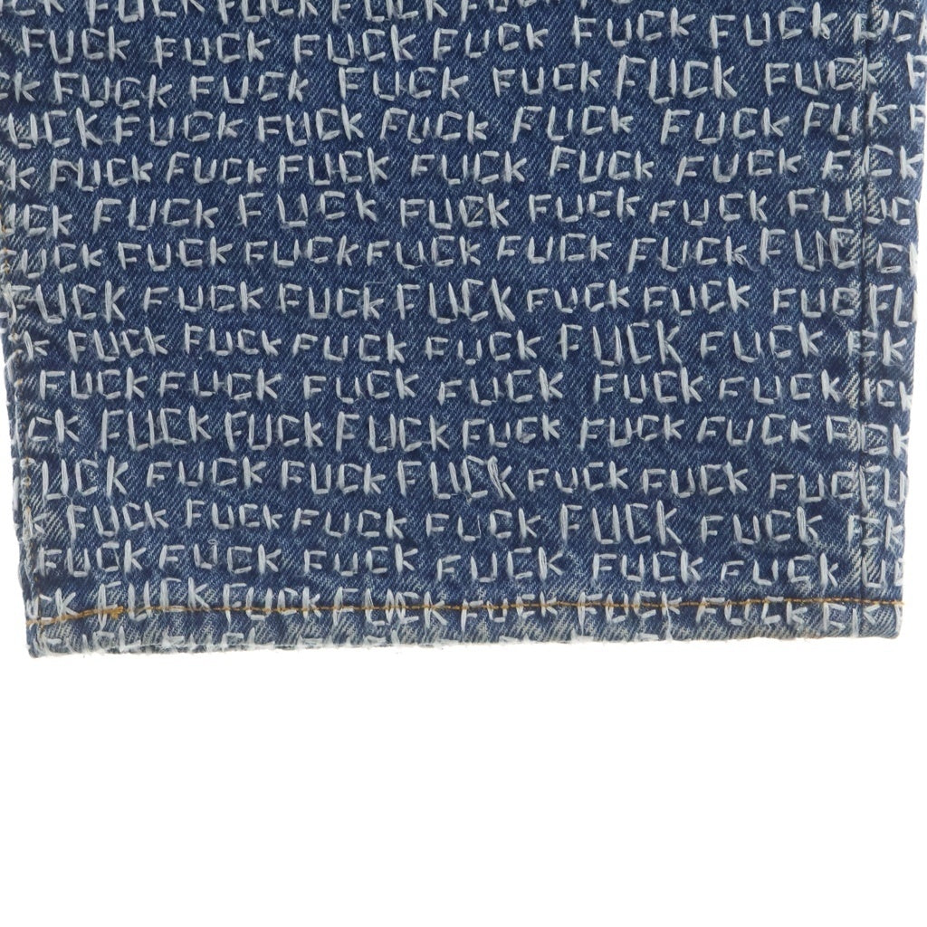 SUPREME(シュプリーム) 25SS Fuck Stitch Loose Fit Jean ファックステッチロゴ 総柄ルーズフィットジーンズ デニムパンツ ライトインディゴ