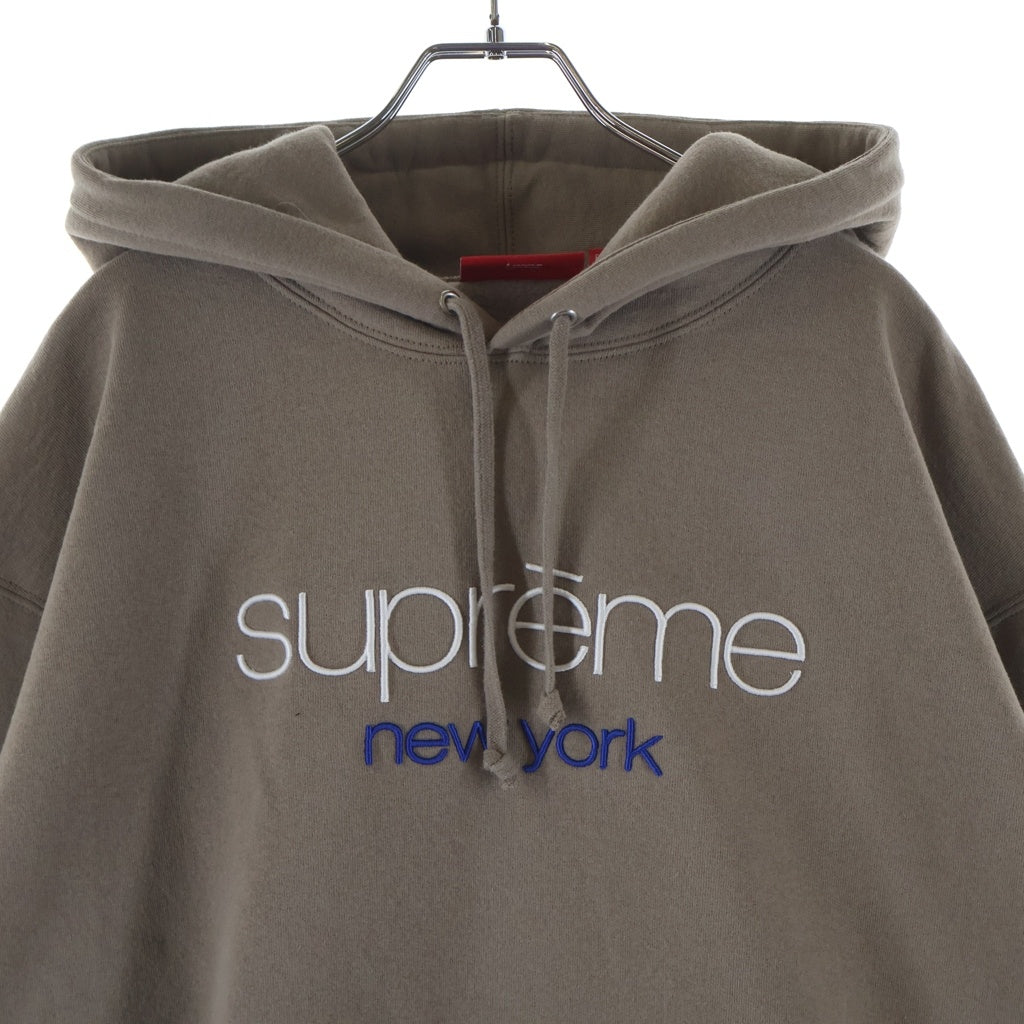 SUPREME(シュプリーム) 26SS Classic Logo Hooded Sweatshir クラシックロゴ 刺繍 スウェットプルオーバーパーカー ベージュ