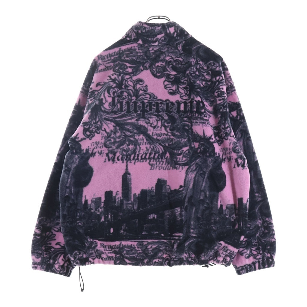 SUPREME(シュプリーム) 25AW New York Fleece Jacket ニューヨーク フリースジャケット 総柄ブルゾン ピンク/ブラック