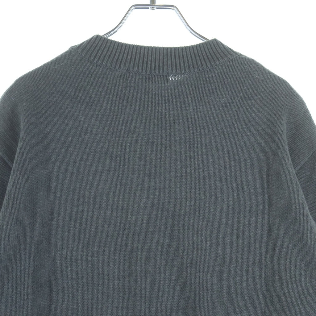 HYSTERIC GLAMOUR(ヒステリックグラマー) 20AW LOOKING AT YOU リブ編み クルーネックニット セーター グレー/ブラック 02203NS05