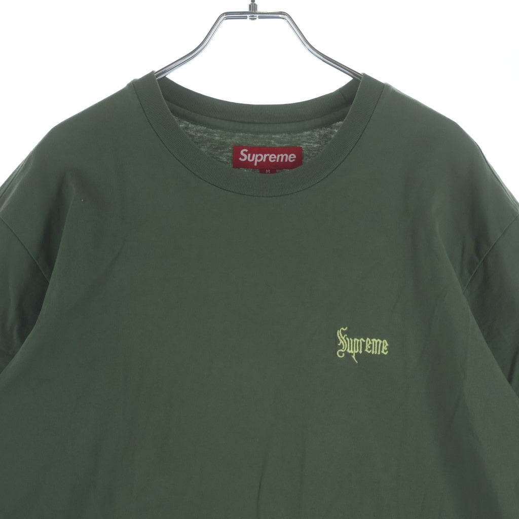 SUPREME(シュプリーム) 24AW Old English Tee オールドイングリッシュ 刺繍ロゴ 半袖Tシャツ カットソー カーキ