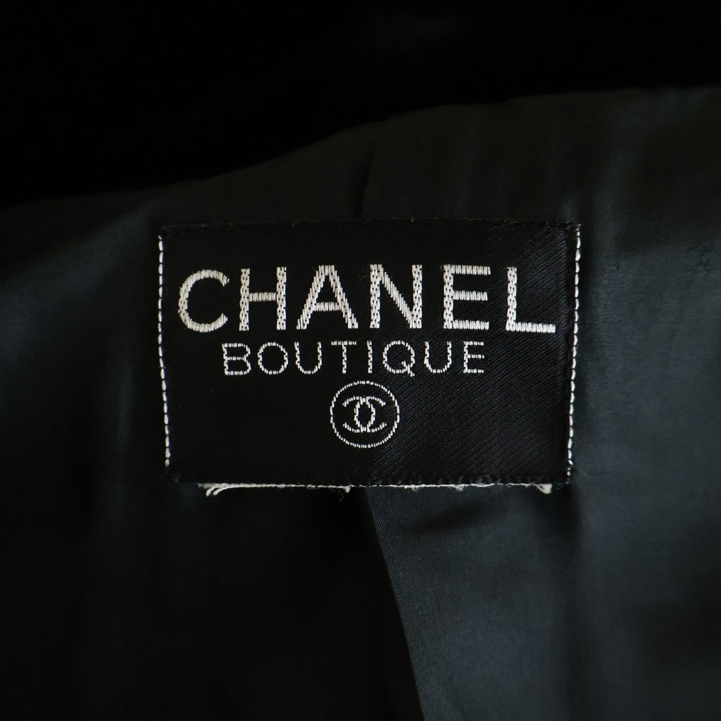 CHANEL(シャネル) 90S VINTAGE クローバーボタン ウールロングコート ブラック レディース