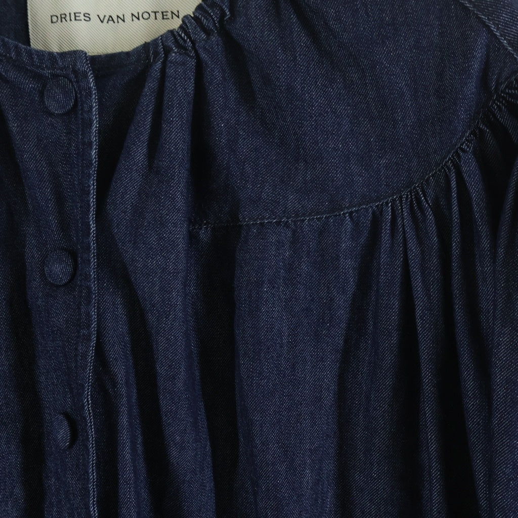 DRIES VAN NOTEN(ドリスヴァンノッテン) ラウンドネック デニムコート アウター レディース インディゴ