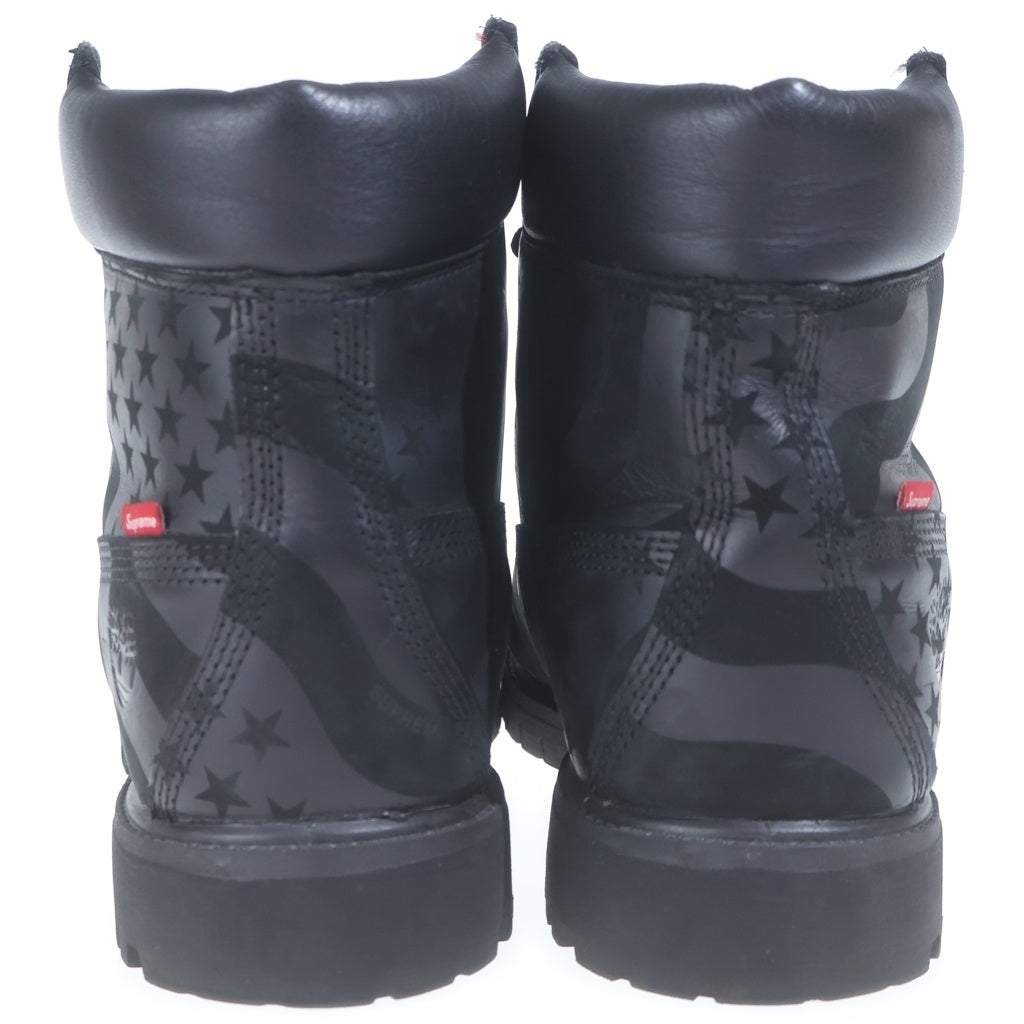 SUPREME(シュプリーム) 17AW ×TIMBERLAND Stars & Stripes 6-inch Premium Waterproof Boot ティンバーランド スター/ストライプロゴ ウォータープルーフ 6インチブーツ ブラック US11.5/29.5cm