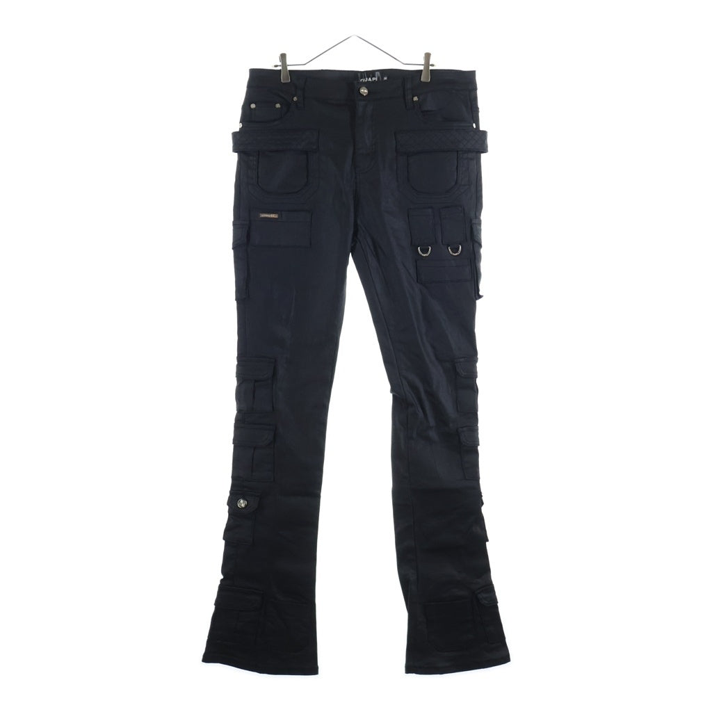 GUAPI(グアピ) OBSIDIAN BLACK TACTICAL STACKED WAX JEANS スリム カーゴジーンズ ワックスデニムパンツ ブラック
