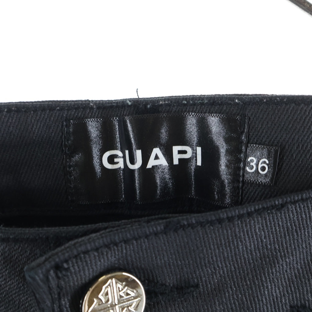 GUAPI(グアピ) OBSIDIAN BLACK TACTICAL STACKED WAX JEANS スリム カーゴジーンズ ワックスデニムパンツ ブラック