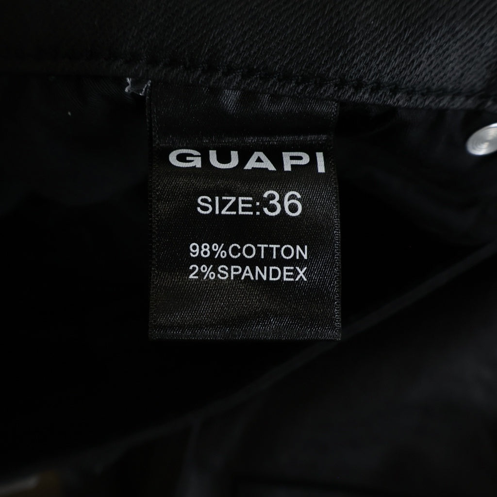 GUAPI(グアピ) OBSIDIAN BLACK TACTICAL STACKED WAX JEANS スリム カーゴジーンズ ワックスデニムパンツ ブラック