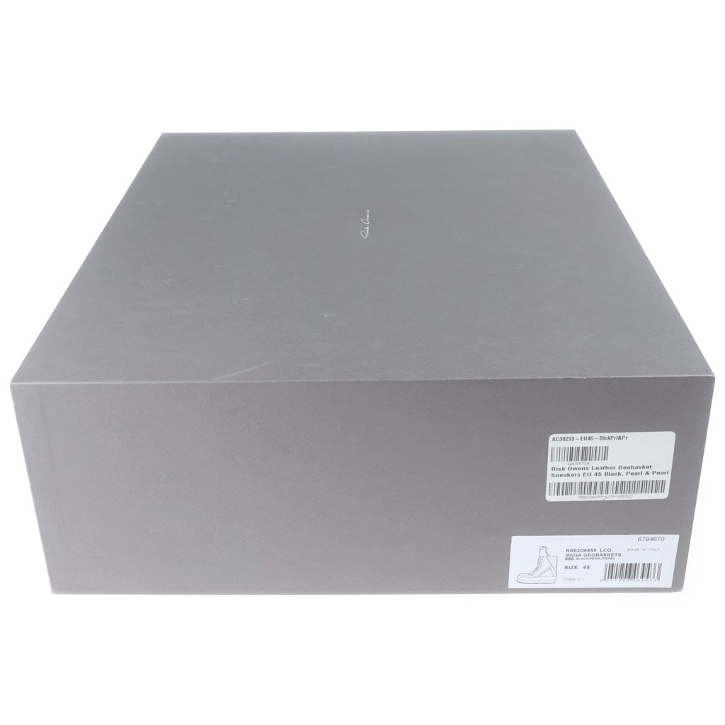 Rick Owens(リックオウエンス) MEGA GEOBASKETS メガ ジオバスケット レザー ハイカットスニーカー ブラック/ホワイト RR02D6855