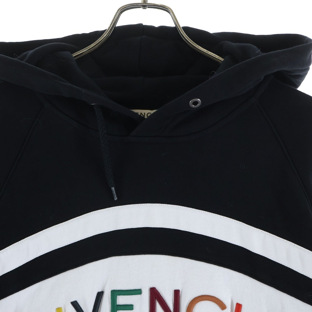 GIVENCHY(ジバンシィ) 20SS マルチカラー刺繍ロゴ スウェットプルオーバーパーカー ブラック/ホワイト BWJ0073Z1X