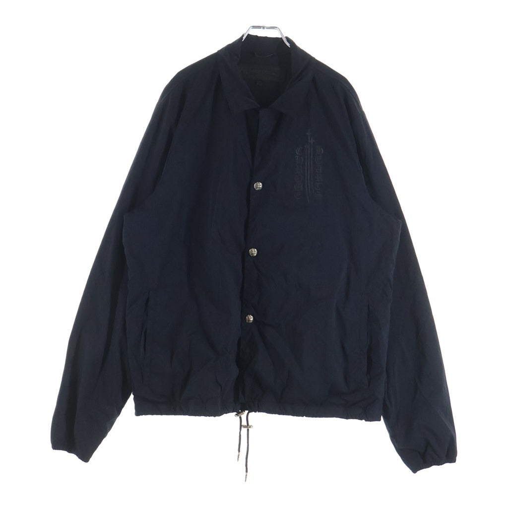 CHROME HEARTS(クロムハーツ) RIGGINS FBRC 英字プリント クロスボールボタン付き/総柄CHプラスプリント ナイロンコーチジャケット ブラック