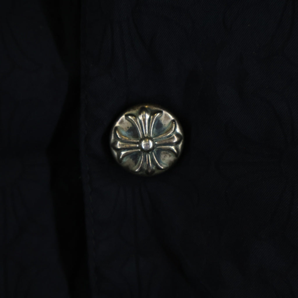 CHROME HEARTS(クロムハーツ) RIGGINS FBRC 英字プリント クロスボールボタン付き/総柄CHプラスプリント ナイロンコーチジャケット ブラック