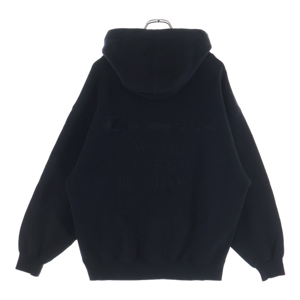 WTAPS(ダブルタップス) 24AW ×CHAMPION ACADEMY HOODED チャンピオン 刺繍ロゴ アカデミーフーディー スウェットパーカー ブラック 232HBCHD-CSM04S