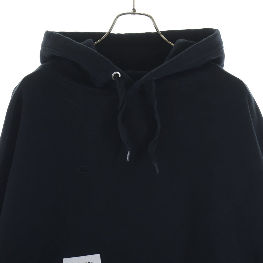 WTAPS(ダブルタップス) 24AW ×CHAMPION ACADEMY HOODED チャンピオン 刺繍ロゴ アカデミーフーディー スウェットパーカー ブラック 232HBCHD-CSM04S