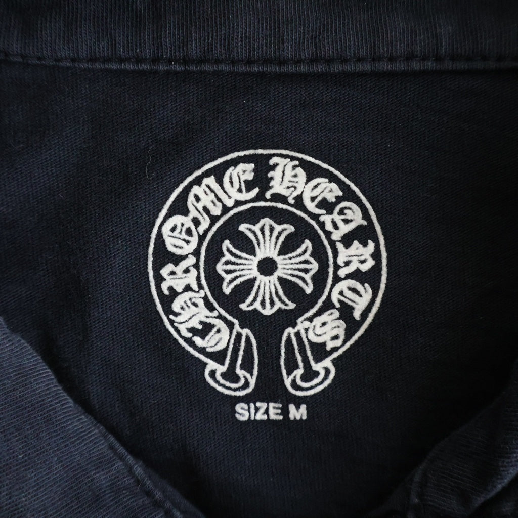 CHROME HEARTS(クロムハーツ) ホースシュープリント/クロスボールボタン 半袖ポロシャツ カットソー ブラック