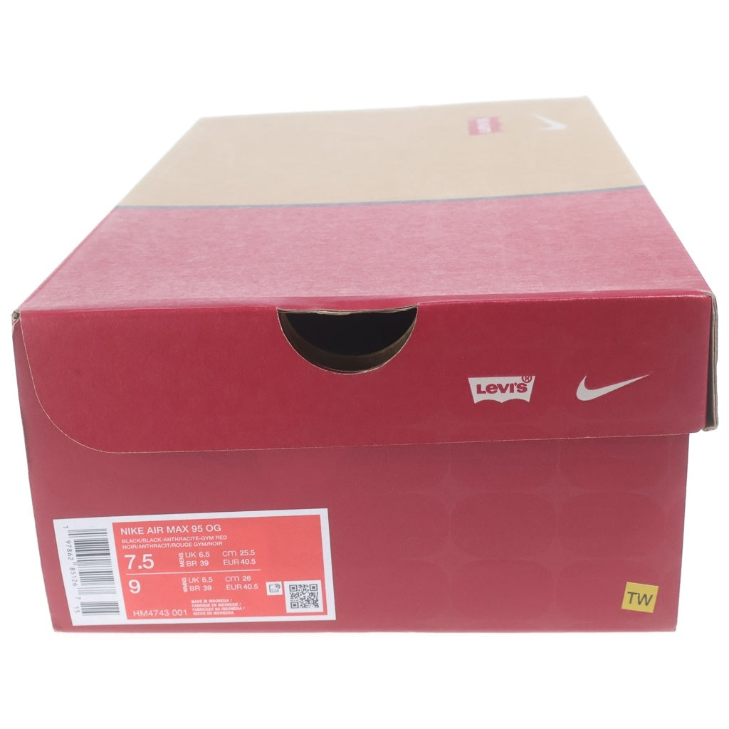NIKE(ナイキ) ×LEVI'S AIR MAX 95 OG DENIM BRACK リーバイス エアマックス95 デニム ローカットスニーカー ブラック US7.5/25.5cm HM4743-001