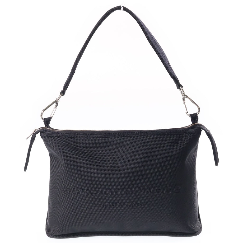 ALEXANDER WANG(アレキサンダーワン) エンボスロゴ ナイロンキャンバス ショルダーバッグ レディース ブラック