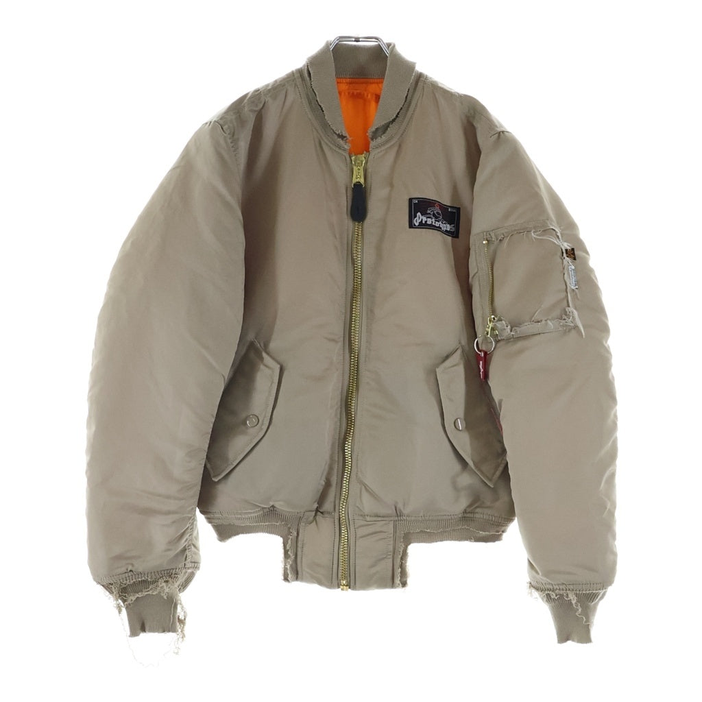 PROTOTYPES(プロトタイプス) 25AW NYLON BOMBER スプレーペイントロゴ MA-1 ボンバージャケット ベージュ 32PT080W160USSD レディース