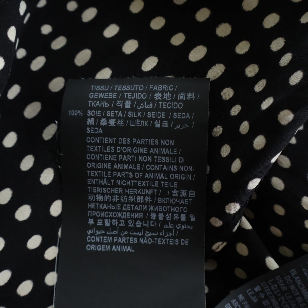 SAINT LAURENT PARIS(サンローランパリ) ポルカドット総柄 シルク長袖シャツ ブラック 646850 Y2C28