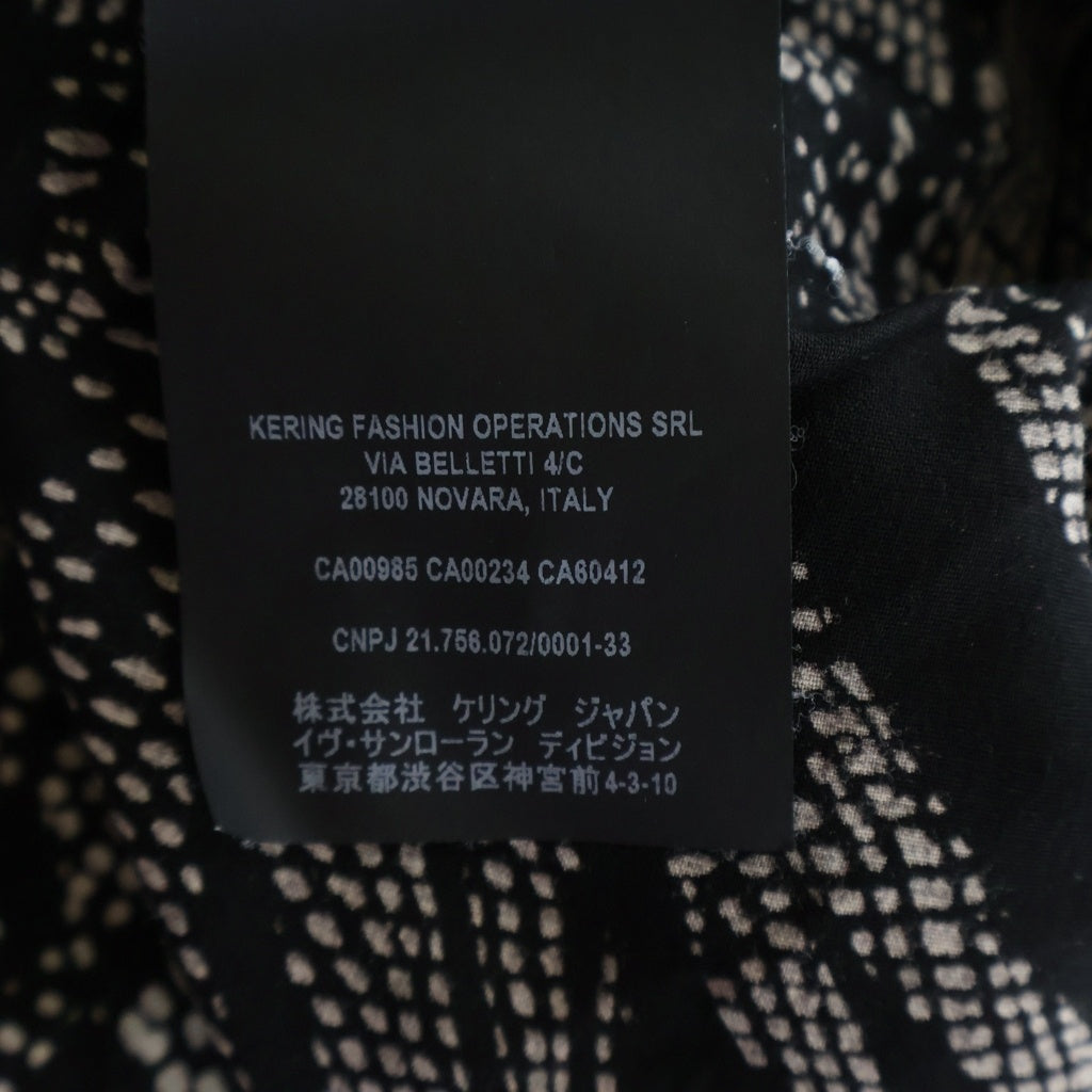 SAINT LAURENT PARIS(サンローランパリ) 総柄デザイン シルク半袖シャツ ブラック/ベージュ 531956 Y2C26