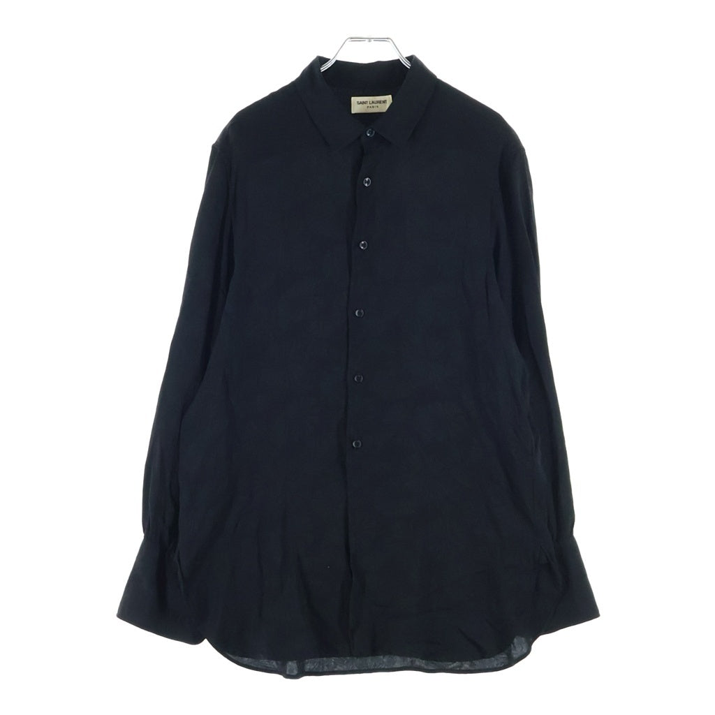 SAINT LAURENT PARIS(サンローランパリ) パラソル柄 シルク長袖シャツ ブラック 642421 Y2C76