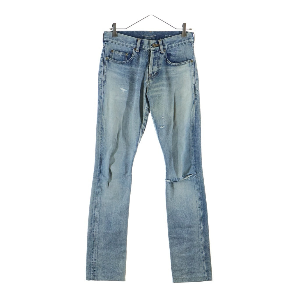 SAINT LAURENT PARIS(サンローランパリ) クラッシュ加工 スキニー デニムパンツ トラウザーライトインディゴ 597052 YM372
