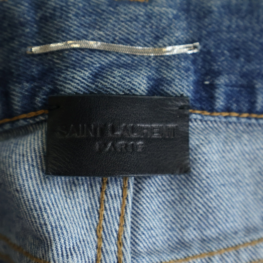 SAINT LAURENT PARIS(サンローランパリ) クラッシュ加工 スキニー デニムパンツ トラウザーライトインディゴ 597052 YM372