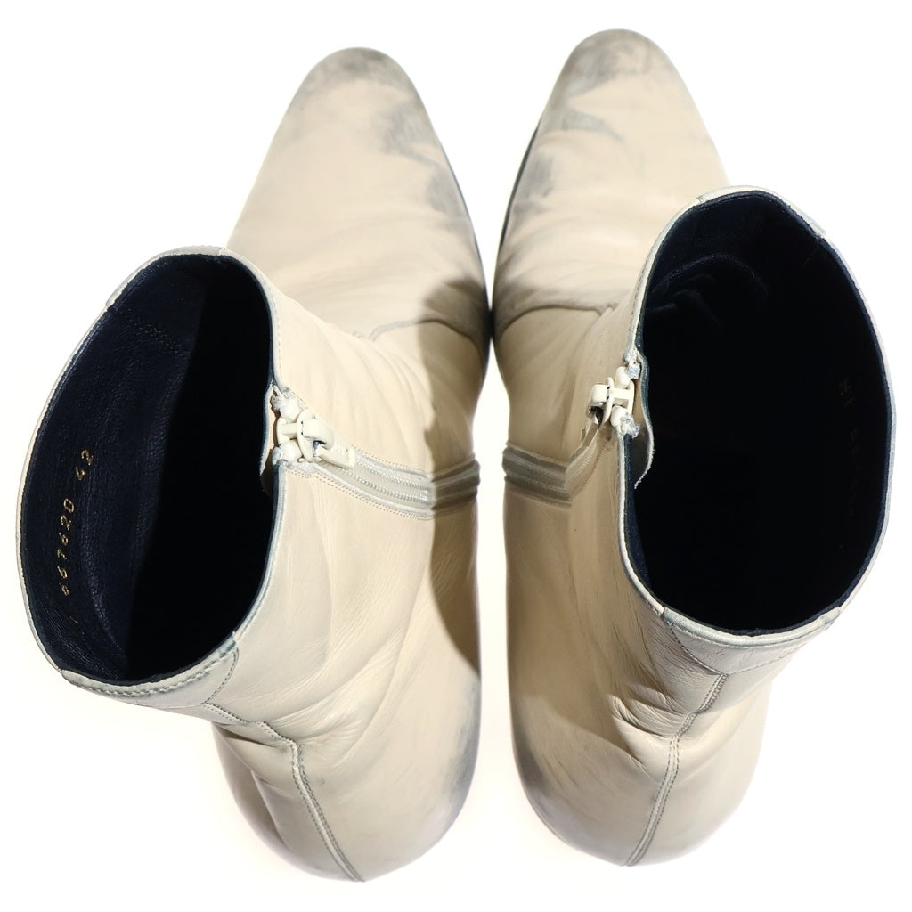 SAINT LAURENT PARIS(サンローランパリ) サイドジップ レザー ヒールブーツ ホワイト 667620