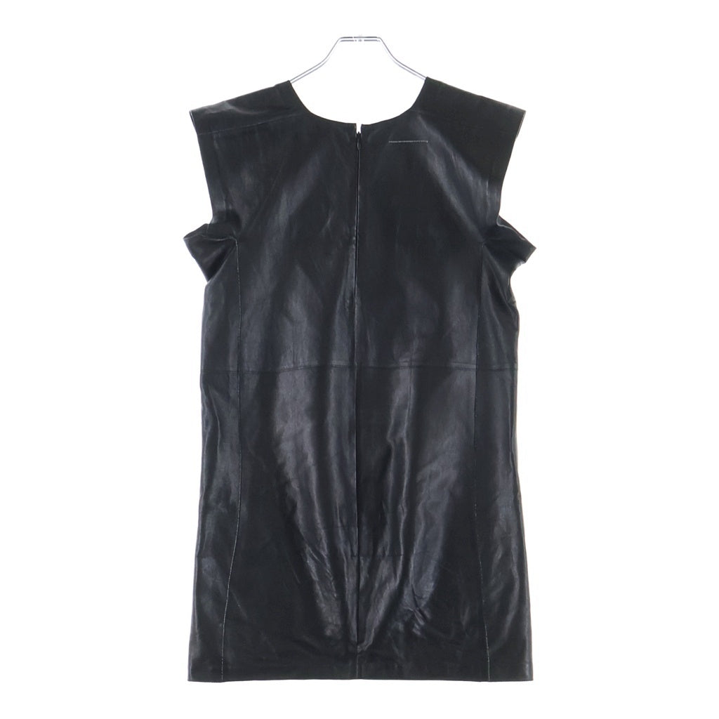 MM6 Maison Margiela(エムエムシックスメゾンマルジェラ) 14SS ラムレザー ノースリブ ワンピース レディース ブラック S32CT0562 SX8367