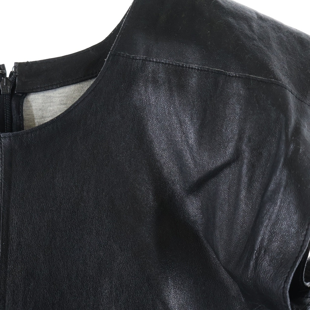 MM6 Maison Margiela(エムエムシックスメゾンマルジェラ) 14SS ラムレザー ノースリブ ワンピース レディース ブラック S32CT0562 SX8367