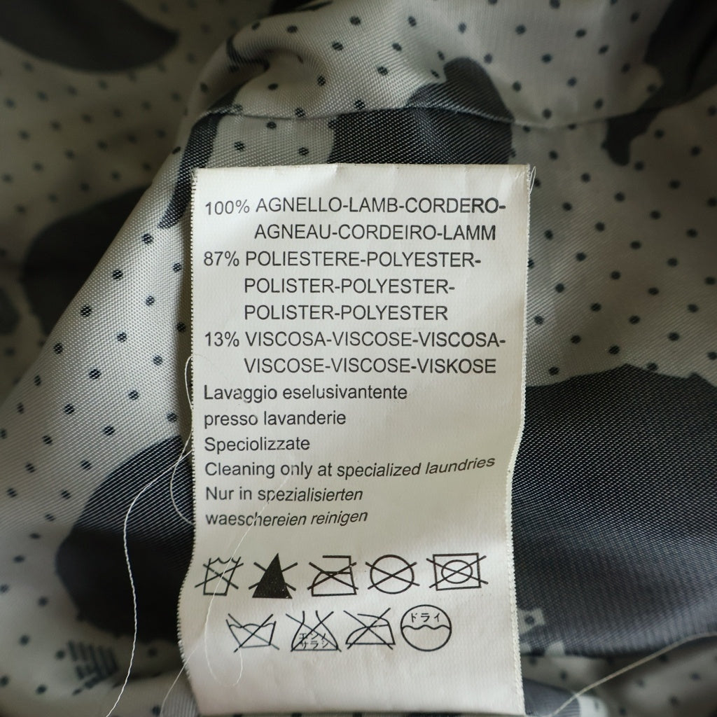 EMPORIO ARMANI(エンポリオアルマーニ) シープレザー 型押し ノーカラーライダースジャケット ブラック レディース TGP014