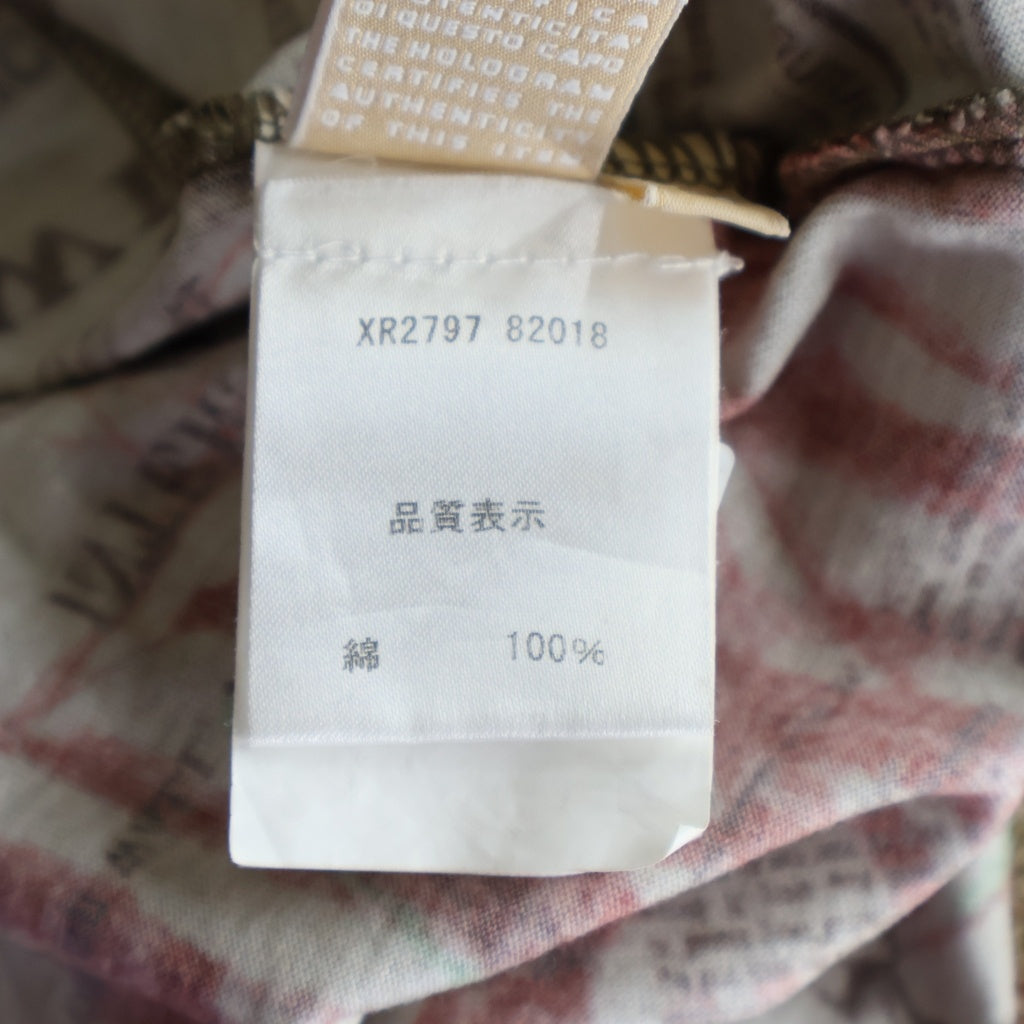 John Galliano(ジョン ガリアーノ) ニュースペーパー 総柄 Vネック半袖Tシャツ カットソー マルチカラー XR2797 82018